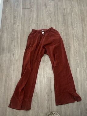 HeavyManner Maroon straight leg Drawstring Lounge Pants